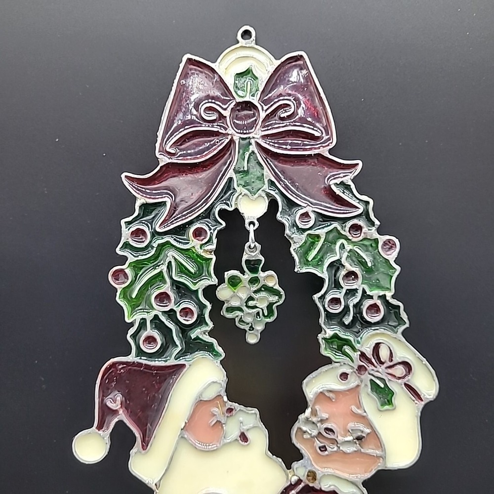 Vintage Kurt S Adler 12" Santa and Mrs Claus Stained Glass Window Hanging 1979‎ - Picture 5 of 11
